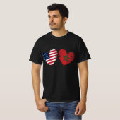 VS Marokko Vlag Hart Marokkaanse Amerikaan T-shirt (Voorkant volledig)