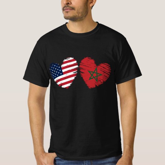 VS Marokko Vlag Hart Marokkaanse Amerikaan T-shirt (Voorkant)