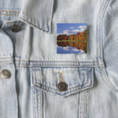 VS, Massachusetts, Acton. Weerspiegeling van herfs Vierkante Button 5,1 Cm (In situ)