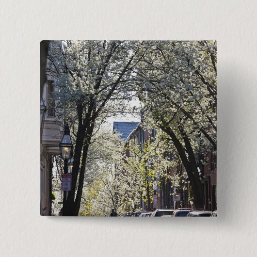 VS, Massachusetts, Boston, Beacon Hill. Vierkante Button 5,1 Cm (Voorkant)