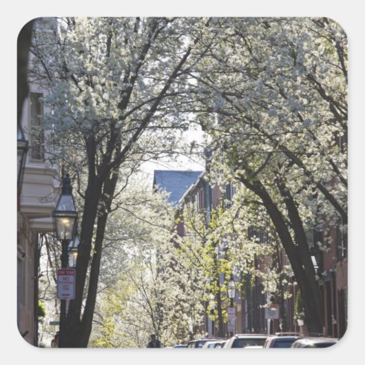 VS, Massachusetts, Boston, Beacon Hill. Vierkante Sticker (Voorkant)