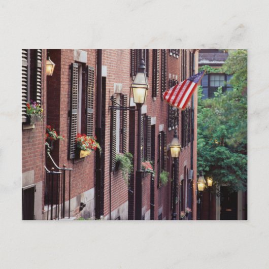 VS, Massachusetts, Boston, Huizen langs Acorn Briefkaart (Voorkant)