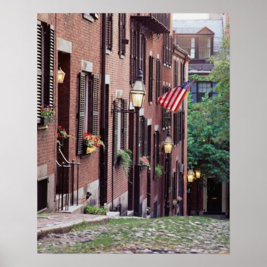 VS, Massachusetts, Boston, Huizen langs Acorn Poster (Voorkant)