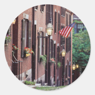 VS, Massachusetts, Boston, Huizen langs Acorn Ronde Sticker