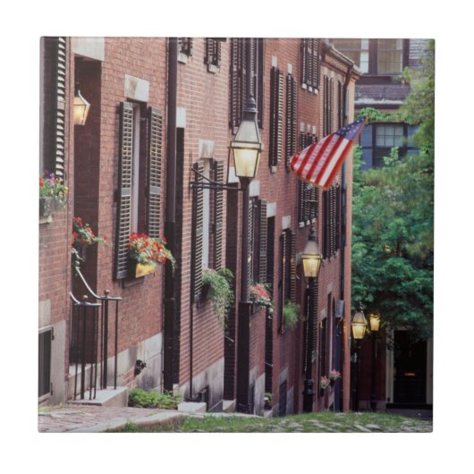 VS, Massachusetts, Boston, Huizen langs Acorn Tegeltje (Voorkant)