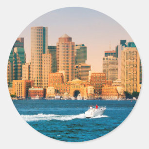 VS, Massachusetts. Boston Waterfront Panorama Ronde Sticker