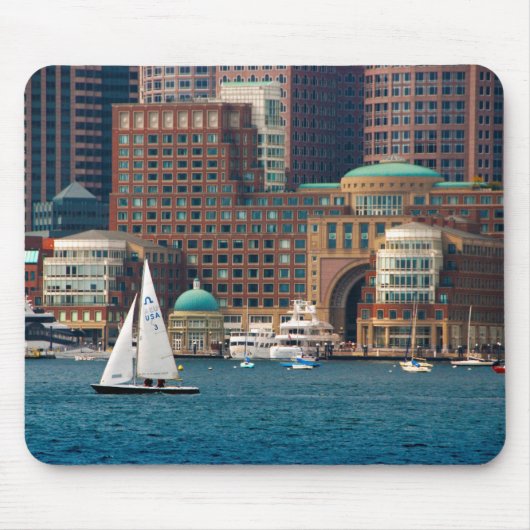 VS, Massachusetts. Boston Waterfront Silhouet 2 Muismat (Voorkant)