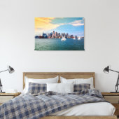 VS, Massachusetts. Boston Waterfront Silhouet 3 Canvas Afdruk (Insitu (Slaapkamer))