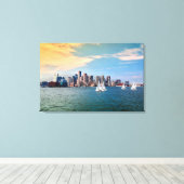 VS, Massachusetts. Boston Waterfront Silhouet 3 Canvas Afdruk (Insitu (Houten vloer))