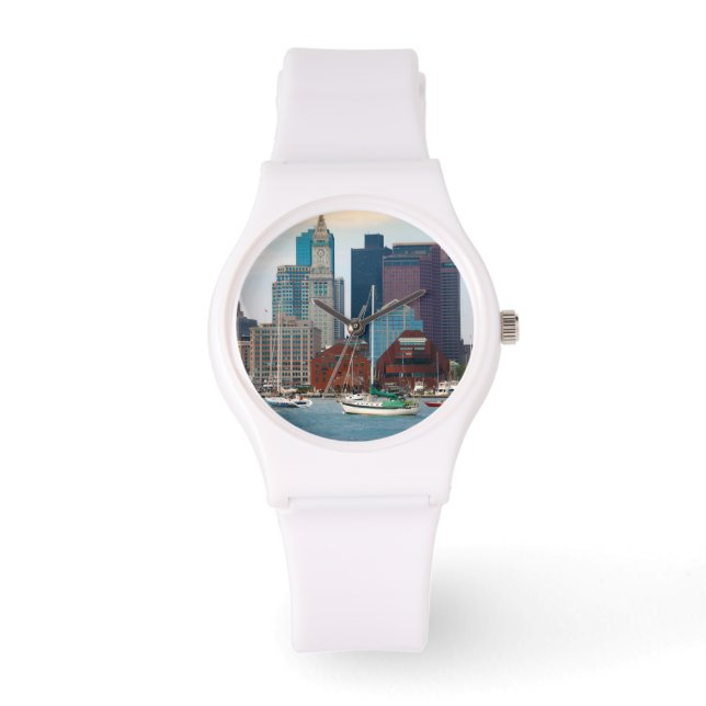 VS, Massachusetts. Boston Waterfront Silhouet Horloge (Voorkant)