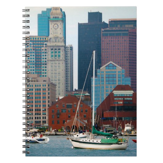 VS, Massachusetts. Boston Waterfront Silhouet Notitieboek (Voorkant)
