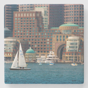 VS, Massachusetts. Boston Waterfront Skyline 2 Stenen Onderzetter