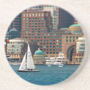 VS, Massachusetts. Boston Waterfront Skyline 2 Zandsteen Onderzetter