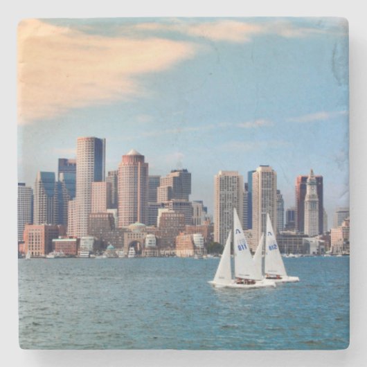 VS, Massachusetts. Boston Waterfront Skyline 3 Stenen Onderzetter (Voorkant)