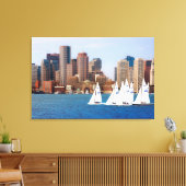 VS, Massachusetts. Boston Waterfront Skyline 4 Canvas Afdruk (Insitu (Woonkamer))