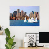 VS, Massachusetts. Boston Waterfront Skyline 4 Poster (Thuiskantoor)