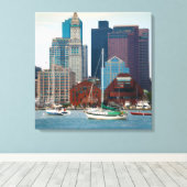 VS, Massachusetts. Boston Waterfront Skyline Canvas Afdruk (Insitu (Houten vloer))