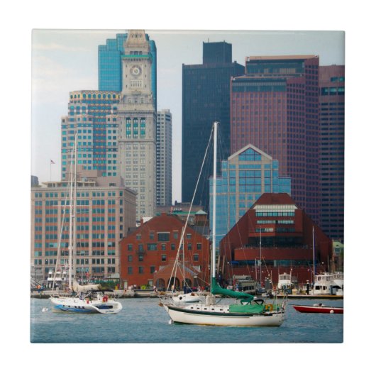VS, Massachusetts. Boston Waterfront Skyline Tegeltje (Voorkant)