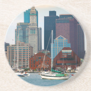 VS, Massachusetts. Boston Waterfront Skyline Zandsteen Onderzetter
