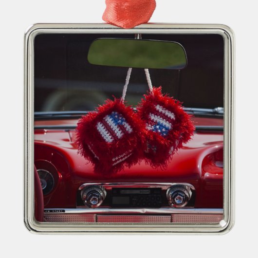VS, Massachusetts, Gloucester. Fuzzy dobbelstenen Metalen Ornament (Voorkant)