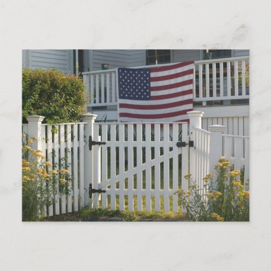 VS, Massachusetts, Gloucester: Patriotisch hek Briefkaart (Voorkant)