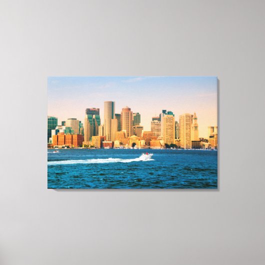 VS, Massachusetts. Panorama Boston Waterfront Canvas Afdruk (Voorkant)