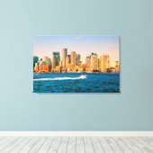VS, Massachusetts. Panorama Boston Waterfront Canvas Afdruk (Insitu (Houten vloer))