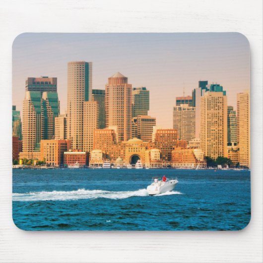 VS, Massachusetts. Panorama Boston Waterfront Muismat (Voorkant)