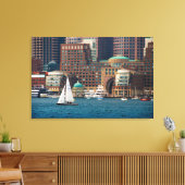 VS, Massachusetts. Waterfront skyline Boston 2 Canvas Afdruk (Insitu (Woonkamer))