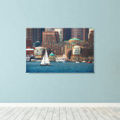 VS, Massachusetts. Waterfront skyline Boston 2 Canvas Afdruk (Insitu (Houten vloer))