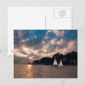 VS, Massachusetts. Zeilen bij zonsondergang Briefkaart (Voorkant / Achterkant)