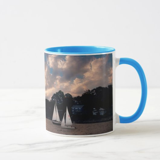 VS, Massachusetts. Zeilen bij zonsondergang Mok (Rechts)