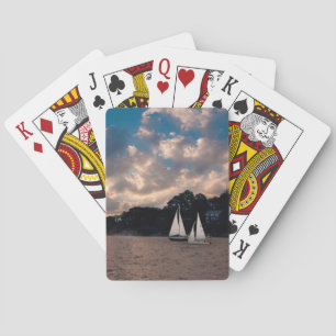 VS, Massachusetts. Zeilen bij zonsondergang Pokerkaarten