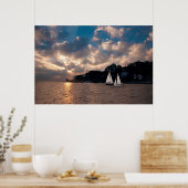 VS, Massachusetts. Zeilen bij zonsondergang Poster (Keuken)