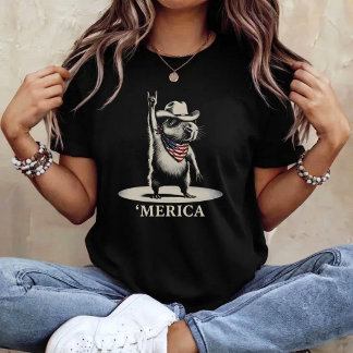 VS 'Merica Capybara 4 juli Grappig Patriottisch T-shirt