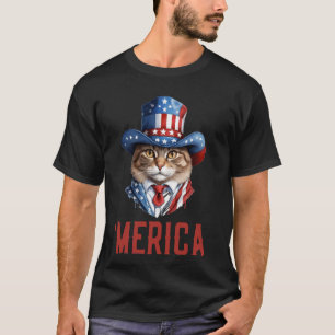 VS 'Merica Kat 4 juli mannen vrouwen kinderen grap T-shirt