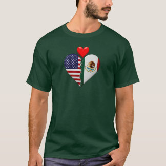 VS Mexico Hart vlaggen Spaans Spaans erfgoed T-shirt