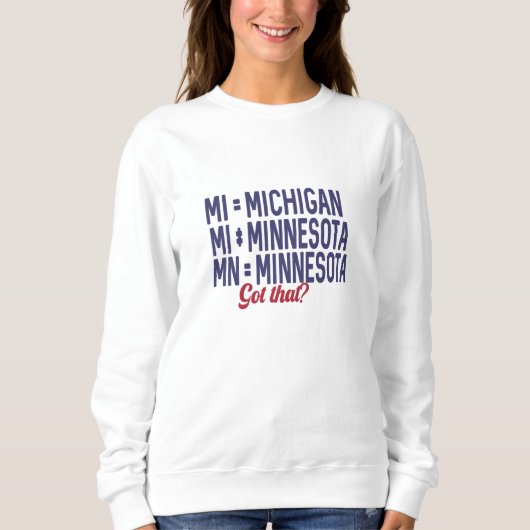 VS - MI = Michigan Not Minnesota Confusie Trui (Voorkant)