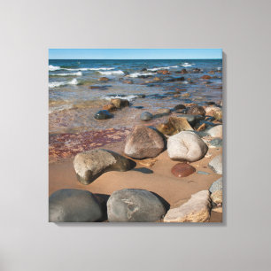 VS, Michigan. Afgeronde Keien Op 12 Mile Canvas Afdruk