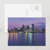 VS, Michigan, Detroit skyline, nacht Briefkaart (Voorkant / Achterkant)