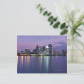 VS, Michigan, Detroit skyline, nacht Briefkaart (Staand voorkant)
