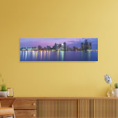 VS, Michigan, Detroit skyline, nacht Canvas Afdruk (Insitu (Woonkamer))