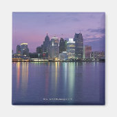 VS, Michigan, Detroit skyline, nacht Magneet (Voorkant)