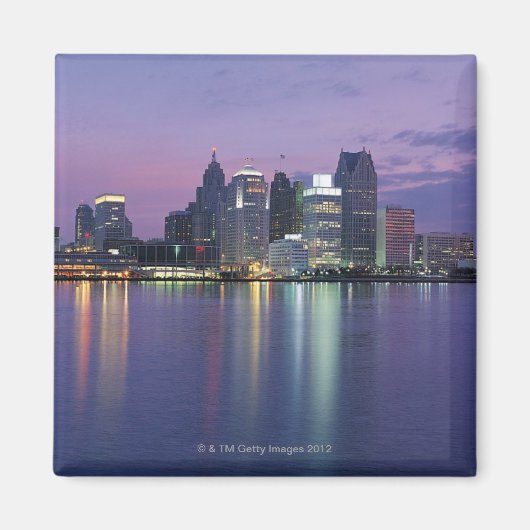 VS, Michigan, Detroit skyline, nacht Magneet (Voorkant)