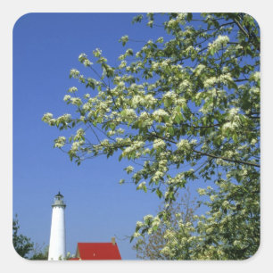 VS, Michigan, East Tawas. Tawas Lighthouse met Vierkante Sticker