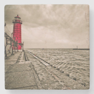 VS, Michigan, Grand Haven Lighthouse Stenen Onderzetter