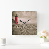 VS, Michigan, Grand Haven Lighthouse Vierkante Klok (Huis)