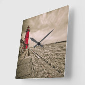 VS, Michigan, Grand Haven Lighthouse Vierkante Klok (Hoek)