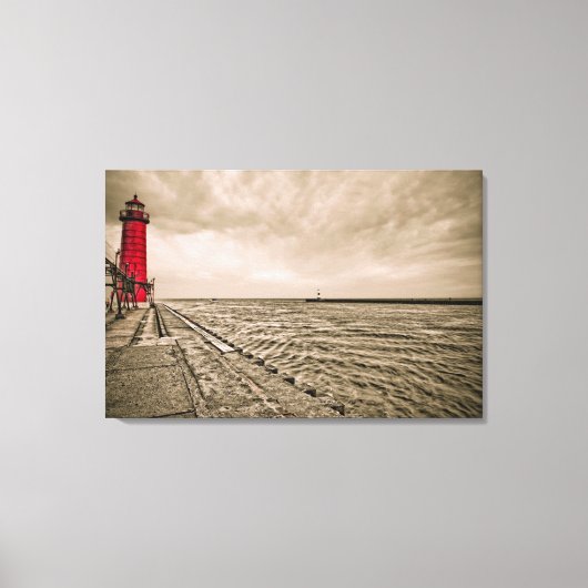VS, Michigan, Grand Haven vuurtoren Canvas Afdruk (Voorkant)