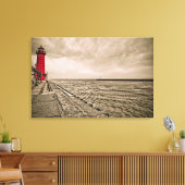 VS, Michigan, Grand Haven vuurtoren Canvas Afdruk (Insitu (Woonkamer))